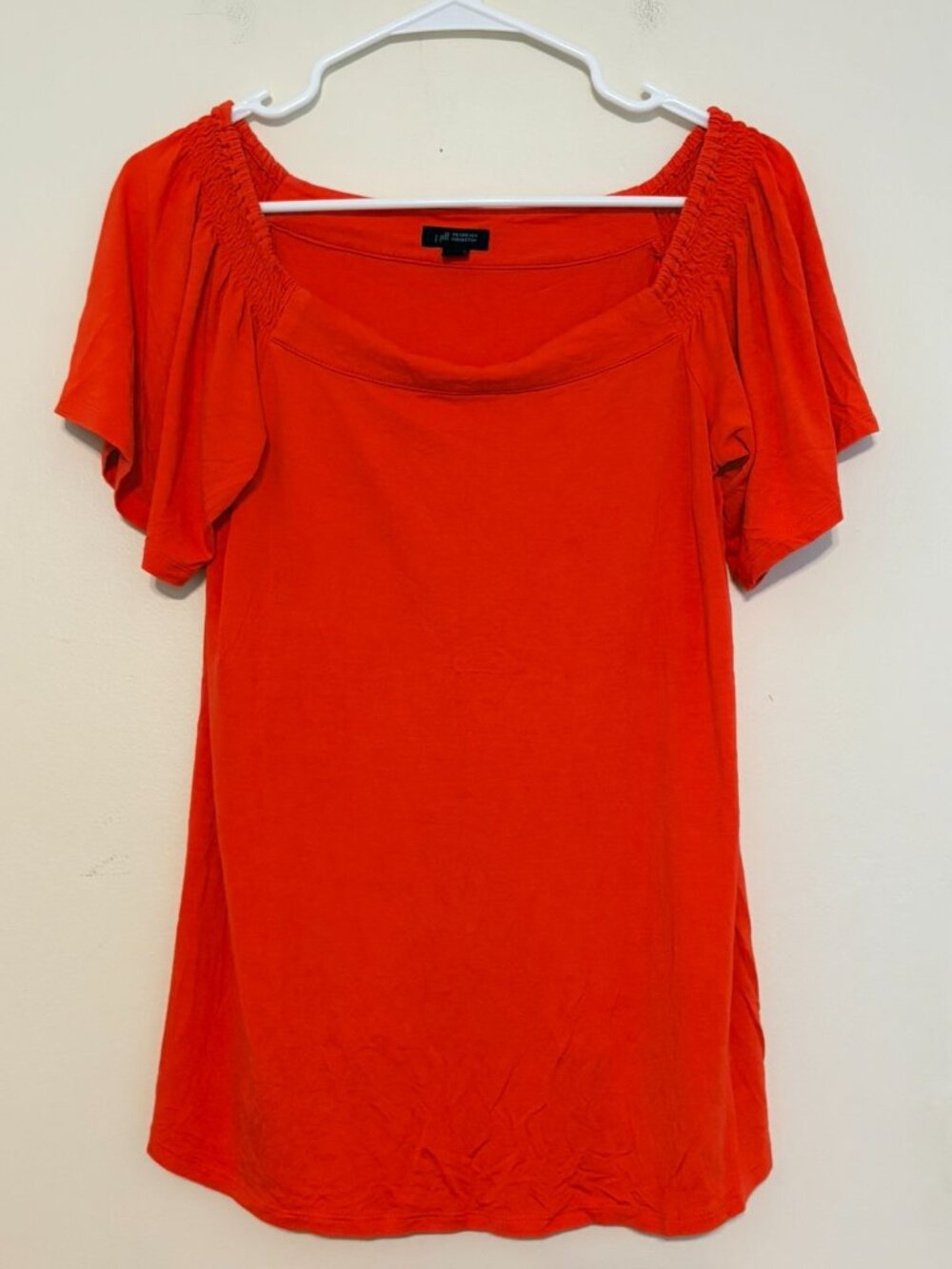 Women's J. Jill Wearever Collection Orange Coral Square Neck T-Shirt Size Small
